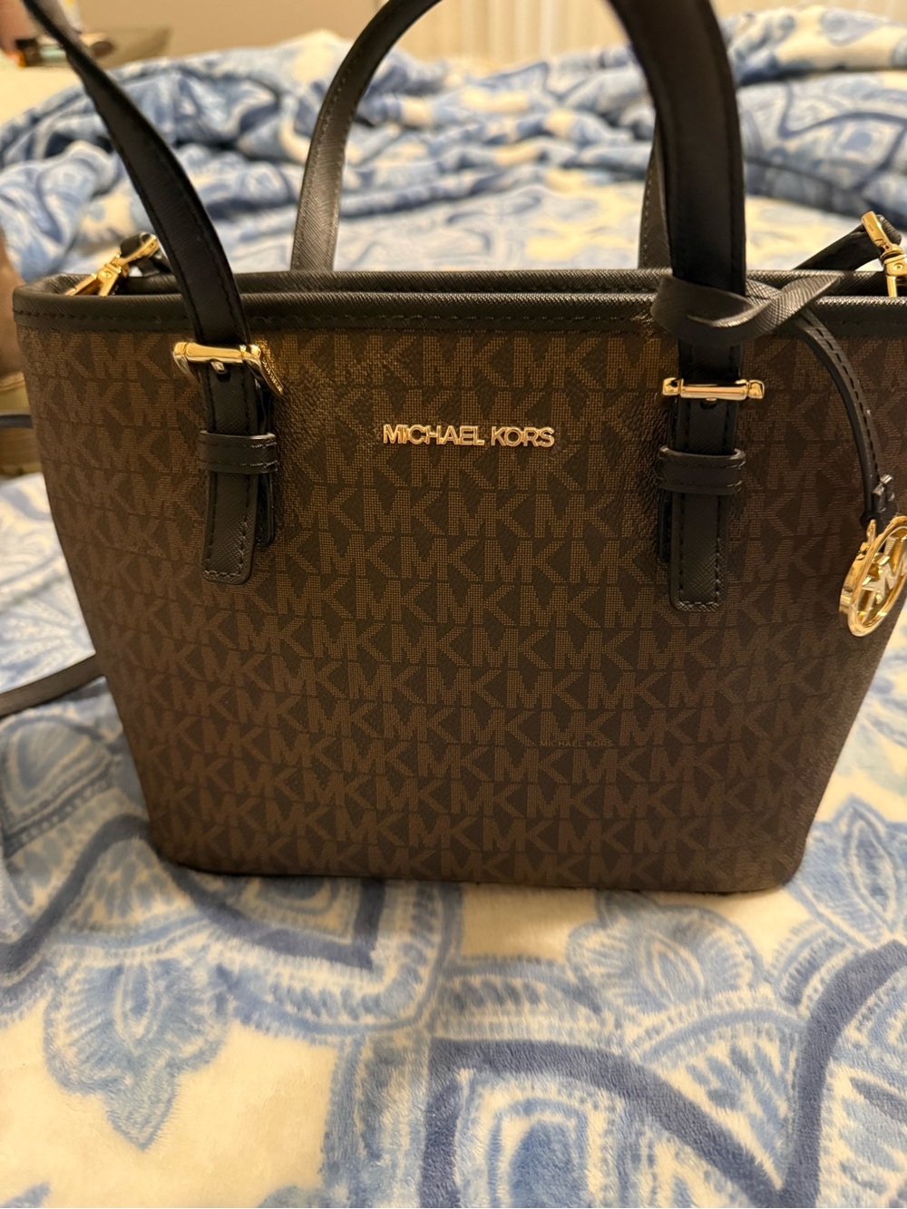 Michael Kors Brown Logo Tote Bag cross body